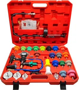 34pcs Universal Radiator Pressure Tester Kit, Coolant Pressure Tester kit Coolant Vacuum Refill kit for Cooling System