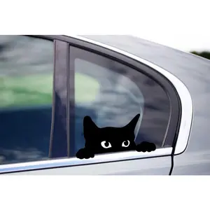 Black Cat Peeker Peeking Sticker Waterproof Weatherproof