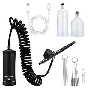 Airbrush Kit, Cordless Airbrush Gun Kit with Compressor, Rechargeable Handheld Airbrush Kit, Portable Mini Airbrush Makeup Machine Kit, for Facial Beauty, Barber, Nail Art,Makeup, Model Painting