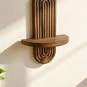 Wooden Wall Shelf Decorative Rack, Vintage Simple Design Suitable for Small Potted Plants, Living Room Bedroom Dining Bathroom Office Artistic Decoration