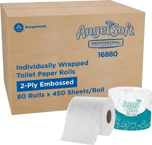 Professional Series by Georgia-Pacific PRO 2-Ply Embossed Toilet Paper, White, Individually Wrapped, 450 Sheets Per Roll, 80 Toilet Tissue Rolls Per Case, 16880