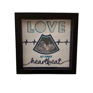 8" x 8" Pre-Designed Card Stock Paper Inserts - Elegant Design for Personalized Photo Display and Keepsake with free Black Shadow Box Frame