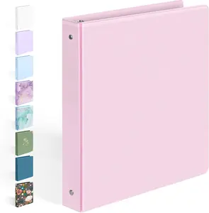 1 Inch 3 Ring Binder 8.5x11, Durable Round Ring Binder with View Cover and Inside Pockets, Pink