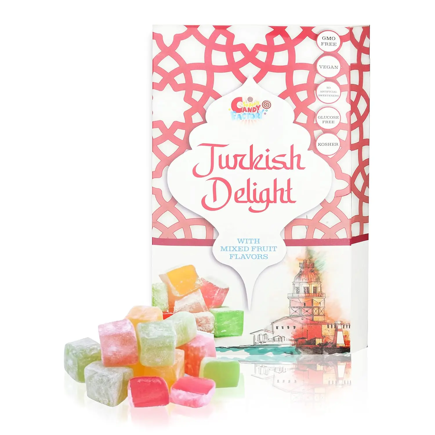 Sarah's Candy Factory Turkish Delight with Assorted Fruit Flavors (15.8 oz) Gift Box for Everyone