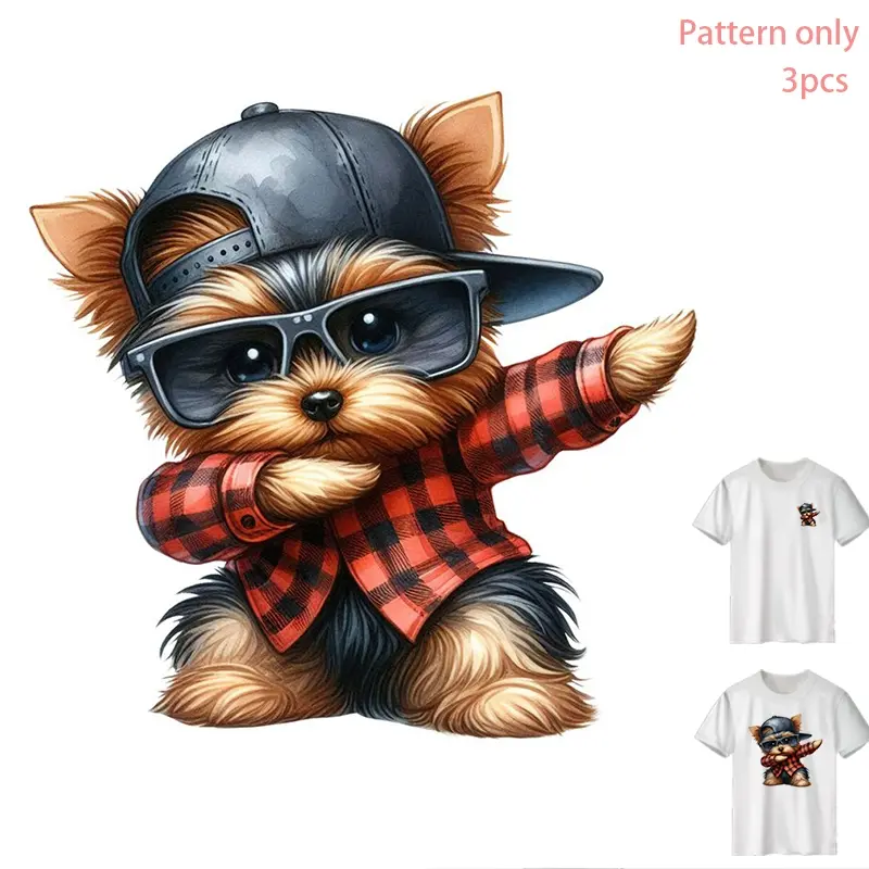 Cool Dog T-Shirt Heat Transfer Vinyl - DIY Clothing Iron-On Decal, Fashion Accessories, Washable Design, DTF Heat Press Transfer, for T-Shirts, Jeans, Hoodies, Backpacks, Durable PVC Material