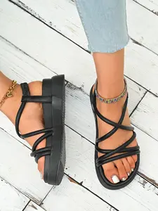 Women's Summer Flat Sandals, Open Toe Slip-On Shoes, Comfortable Lightweight Design, Perfect for Casual Wear & Daily Use