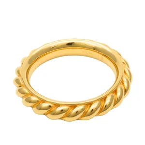 Pre-owned HERMÈS Gold-plated Small Leather Goods Hermes Rope Metal Scarf Ring