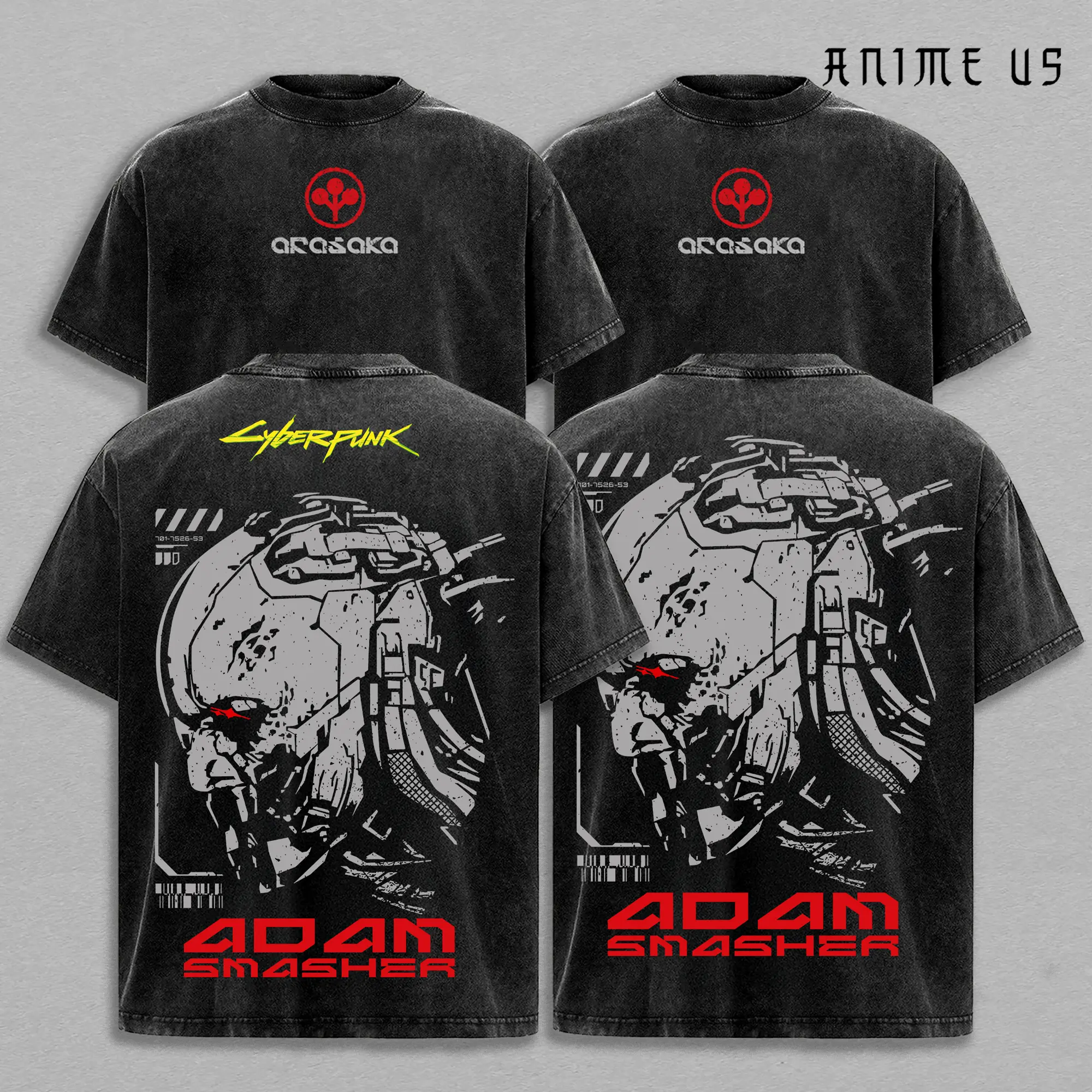 Adam Smasher Cyberpunk Arasaka Night City Vintage Oversized Tee