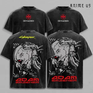 Adam Smasher Cyberpunk Arasaka Night City Vintage Oversized Tee, Edgerunners Anime Manga Streetwear, Heavyweight Cyberpunk 2077 Gamer Fan Shirt.