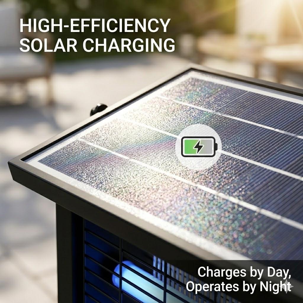 Solar Powered Bug Zapper Outdoor, 4500V High Voltage Electric Mosquito Killer, Wireless Portable Insect Trap with Light Sensor, Fly & Moth Killer for Backyard, Patio, Garden & Camping