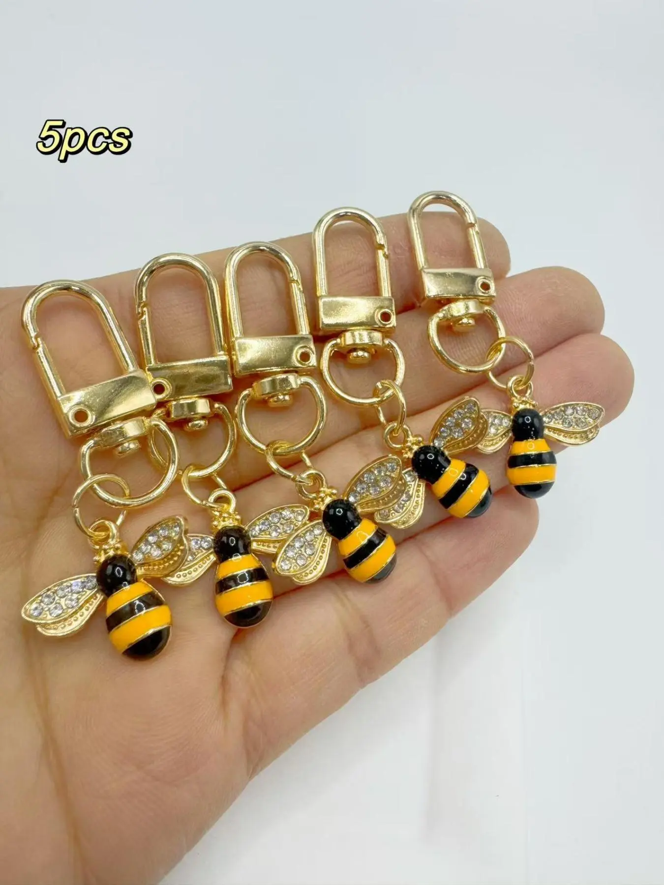 5 Piece Rhinestone Dripping Bee Keychain, Cute Decorative Keychains for Weddings, Birthdays, Graduation, School Start-Up Gifts, All-Season Use, Bling Bling Keychains, Trendy Cute Keychain