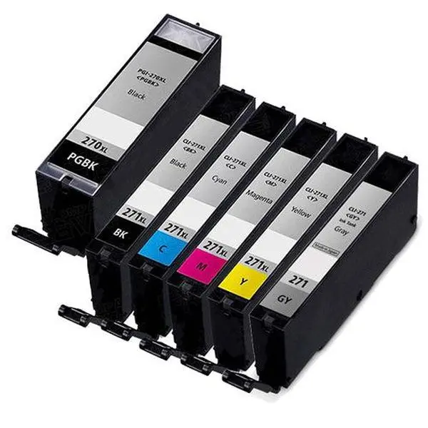 6 Pack Canon PGI-270xl CLI-271xl Ink Cartridges (1X pgi-270xl Black 1x each Cli-271xl color) - Compatible
