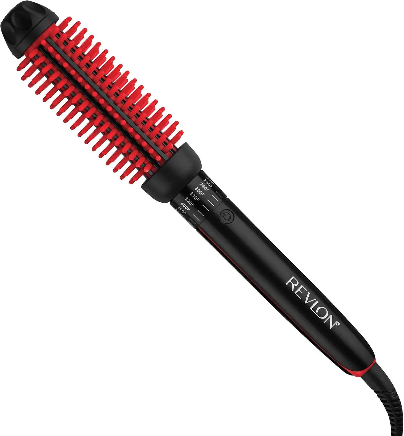 REVLON SmoothStay Silicone-Heated 1" Styling Brush, Coconut Oil Infused, Black/Red Personal Care Hair Straightening Appliance