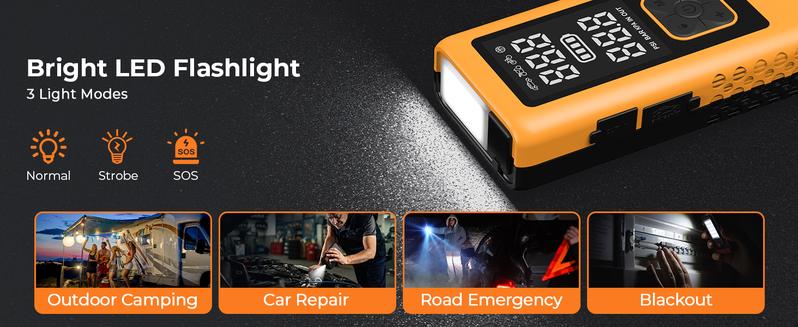 13800hAm the 10 in 1 the 4000A Car Jump Starter with Air Compressor,Battery Jumper Starter Portable with 150PSI Tire Inflator 12V Jump Box with LCD Display,Flashlight,Storage Case.