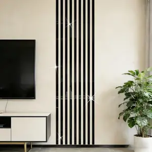 10pcs, Black long acrylic mirror wall sticker, 5x50cm self-adhesive waistline decorative strip, DIY hole free and easy to install, used for Home decor, decoration, living room, bedroom, ceiling frame, TV background wall, beautiful seam sticker