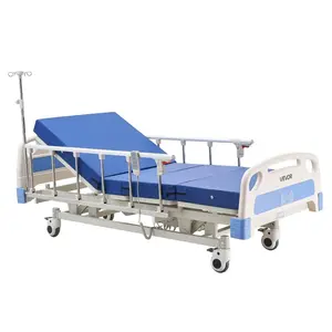 VEVOR Premium 3 Function Full Electric Hospital Bed, ICU Electric Medical Bed with Backrest, Legrest Height Adjustment, 5 Locking Casters, High-Density Mattress for Home Hospital, 550LBS Loading