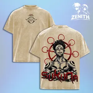 Sukuna Tee Washed / Hoodie Washed – Jujutsu Kaisen Execution The Movie Culling Game Arc Vintage Oversized Heavy Cotton Double Printed Anime Manga T-Shirt & Hoodie, Retro Unisex Streetwear Graphic Top, Ryomen Sukuna’s Vessel Curse King Edition, JJK Japanes