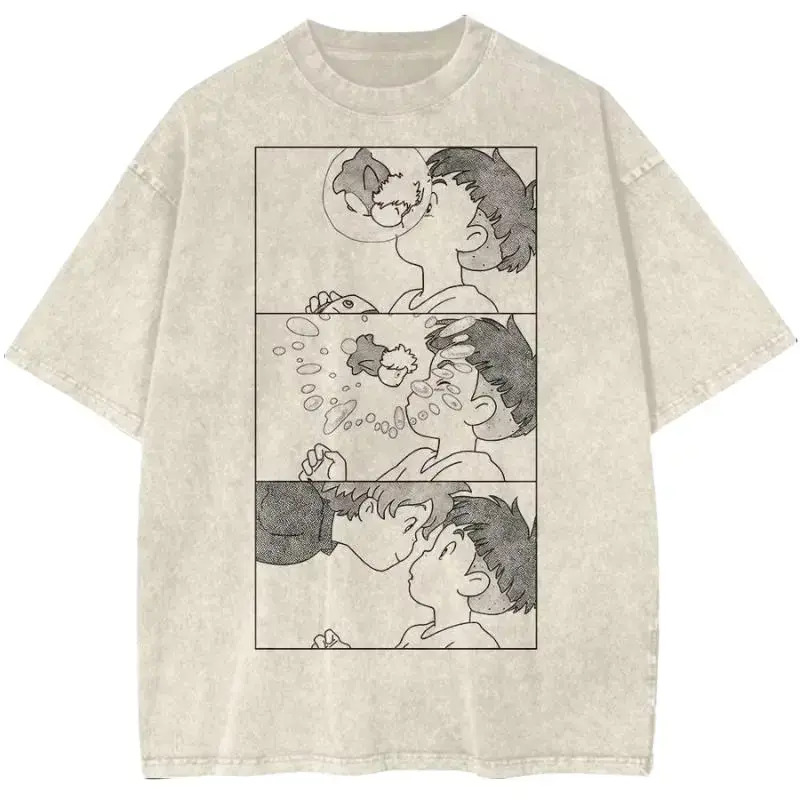 valentine shirts Ponyo Shirt, Studio Ghibli Shirt, Anime Shirt, Vintage T-Shirt, Crewneck Medium Cotton Short Slevee Casual Printed Summer Streetwear Tshirt