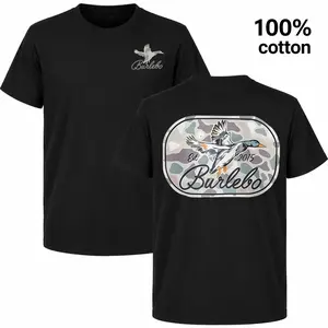 Burlebo Est. 2015 Mallard Duck Camo Back Print 100% Cotton Outdoor T-Shirt