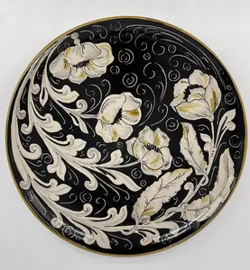 Hand-painted decorative plate diameter 30 cm “Venus” Ocher decoration
