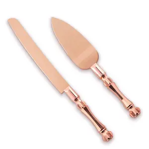 Homi styles Wedding Cake knife and Server Set | Elegant Rose Gold Color Premium 420 Stainless Steel plated Blades | Cake & Pie Serving Set for Wedding Cake, Birthdays, Anniversaries, Parties Bakeware Utensils