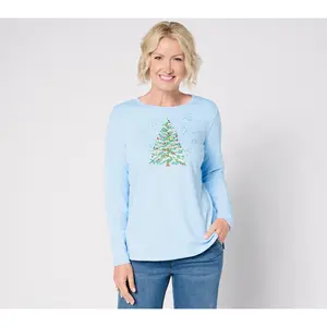 Quacker Factory White Christmas Long-Sleeve Top