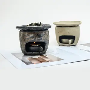 Perfect for Tea Time and Coffee Moments! Japanese Handmade Ceramic Tea Warmer Stove with Candle Heating Base, Tabletop Warmer for Teapot, Coffee Pot, Hot Chocolate and Aroma Diffuser, Cozy Home and Café Decoration