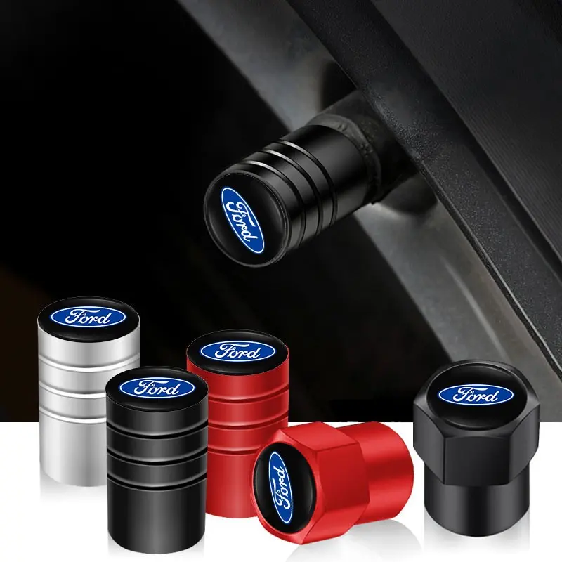 4Pcs Aluminum Alloy, Lightweight Car Wheel Valve Cover Tire Valves Dust Cap For Ford Mustang Focus Ranger Explorer Fiesta Expedition Mondeo Escape Fusion Kuga Figo EDGE KA S-MAX Galaxy Bronco Ecosport Maverick