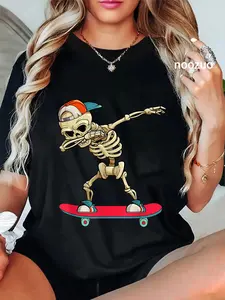 100% Cotton Dabbing Skate Skeleton T-Shirt Skeleton Skateboard