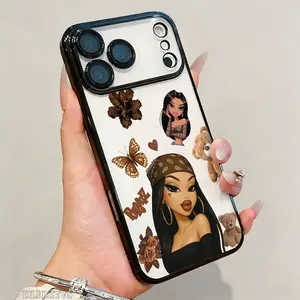 Cute Bratz Girls Pattern Phone Case For iPhone 17 Pro Max 16 15 Plus 14 13 12 11 Air Electroplated Shockproof Protection Cellphone Cover
