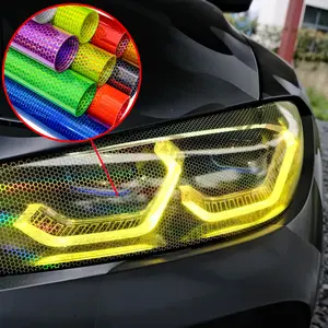 2026 New Car Laser Honeycomb Headlights Taillight Lamp Vinyl Wrap Automobile Headlight Tint Waterproof Film Fog Light Taillight Stickers For Your Cars