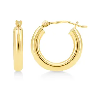 Kezef 14k Gold Hoop Earrings 3mm - High Polish Finish, Hypoallergenic, Gift Ready