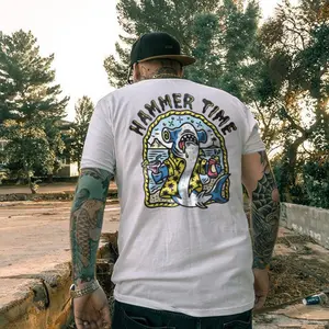 Designer letter shark print loose T-shirt - Naughty Clothes Men Cotton Menswear