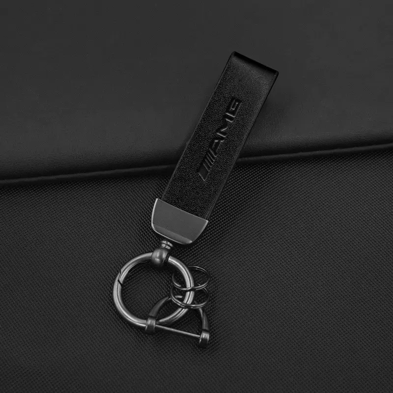 High Grade Leather Keychain Parking Key, Car Logo Keyring Accessories, Car Key Accessory, Car Key Holder, Compatible with Mercedes Benz Amg Models, Durable & Stylish Design