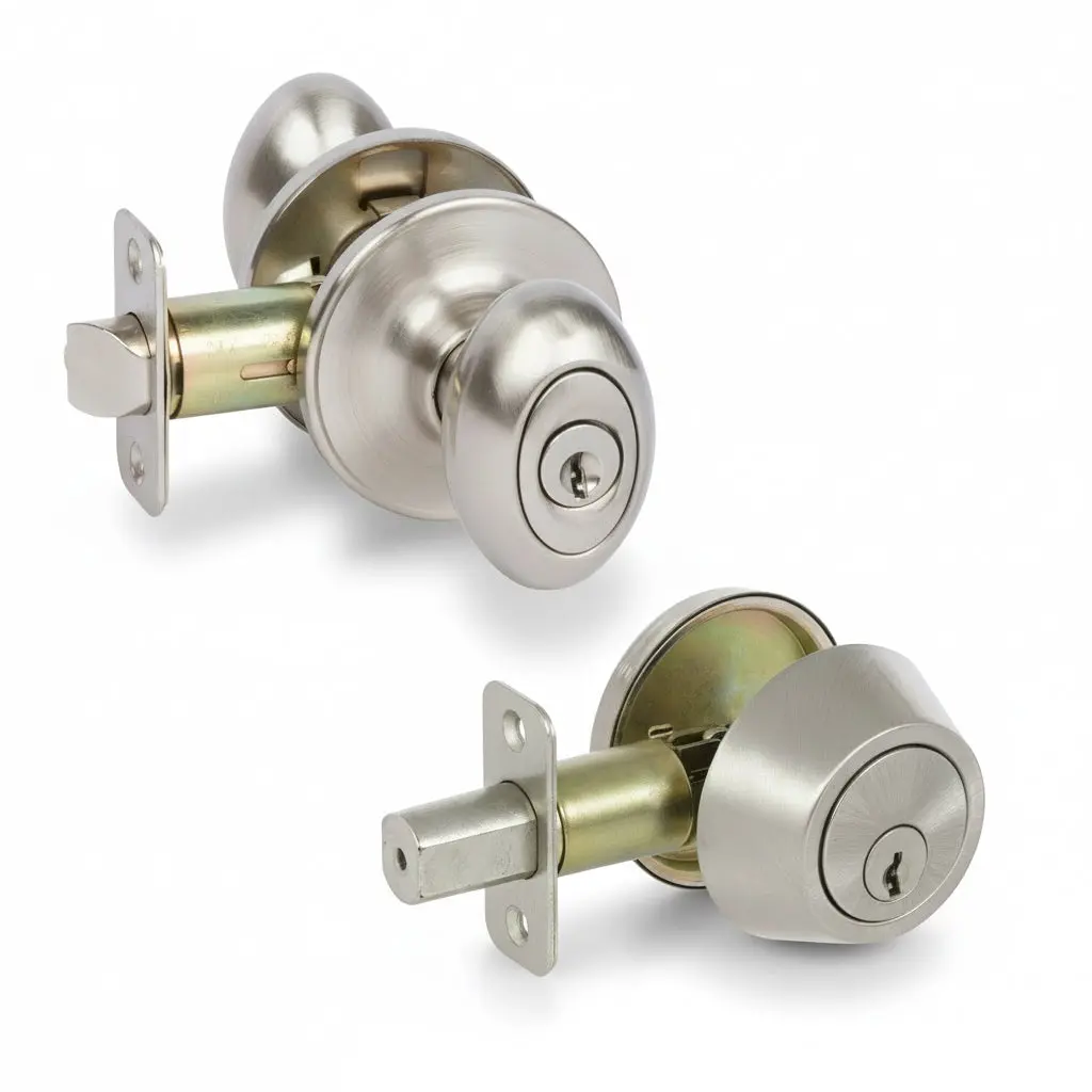 Somerset Satin Nickel Entry Knob with Matching Single Cylinder Deadbolt Combo Pack