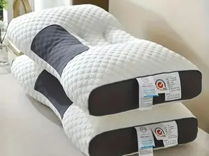 Knitted Antibacterial Cotton Neck Pillow for Sleeping Low Core, Removable Cover