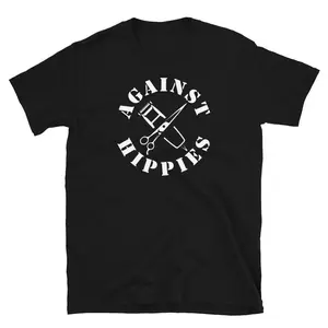 Against Hippies - Anti-hippy Skinhead Tee Shirt - Streetpunk & 80s Punk Tshirts Cotton Casual Fashion Menswear Retro Streetwear Top Vintage Classic Stylish Basic