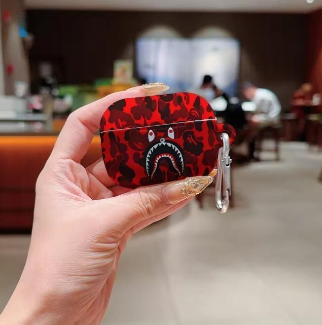 Trendy "Shark Mouth" Camo Streetwear AirPods Case | Glossy Hypebeast Ape Style | Shockproof Hard Cover for AirPods 1/2/3/4 & Pro