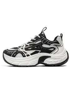 Men's Thick Sole Trendy Dad Sneakers, Chunky Running Sneakers, Sporty Casual Outdoor Shoes in Breathable Mesh and Colorful Design, All Season Footwear