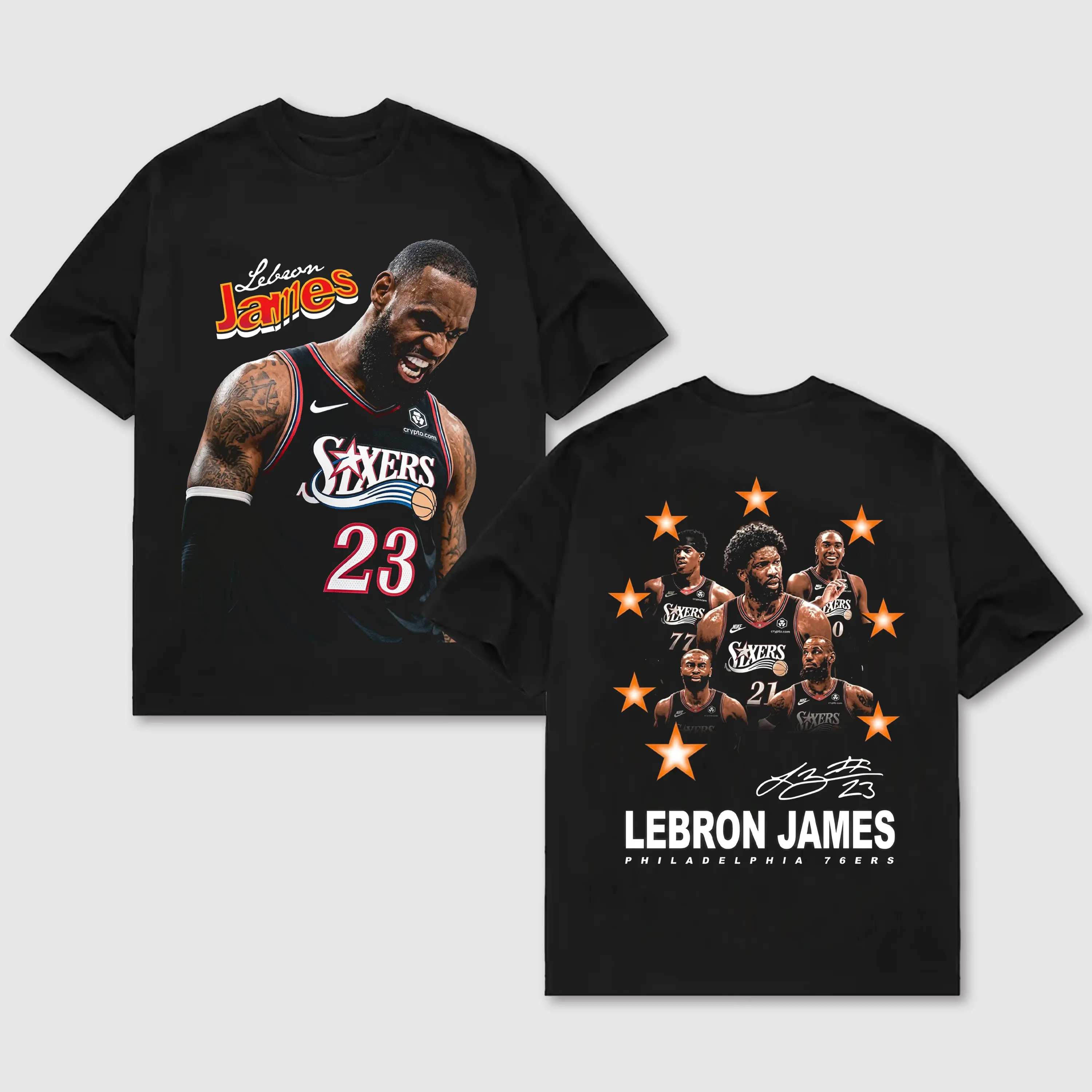 King James New Chapter 76ers Graphic Tee,  GOAT James Shirt, Vintage Basketball Streetwear Shirt, Mens Unisex Cotton Short-Sleeve Round Neck T-Shirt Basketball Legend Graphic Tee, Streetwear for Basketball Fans, Basketball Fan Gift, Made in USA