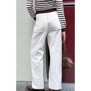 Felix Scallop Edge White Denim Jeans