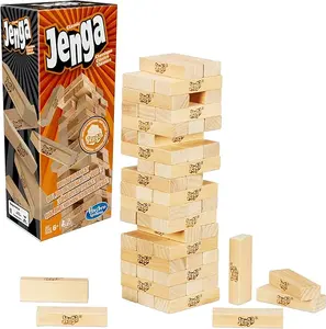 Jenga Game - Original Wooden Blocks with Genuine Hardwood Classic Design Perfect for Family Gatherings and Games 54 Precision Crafted Blocks Easy to Use Stacking Sleeve Fun Kids Gifts