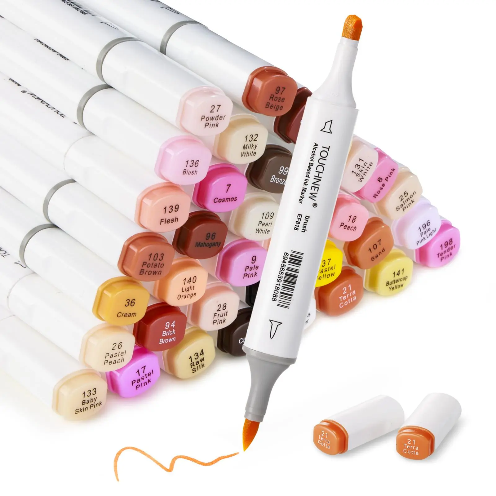 Double-ended Alcohol Marker Set, 12/24/36pcs Skin Color Marker Pen, Art Marker Pen for Coloring and Painting, Art Supplies for Portrait Illustration & Creative Expression