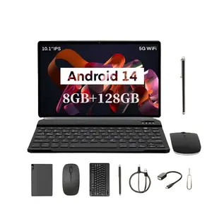 10.1 Inch Android Tablet PC, Tablet with Keyboard, 8GB RAM (3+5GB Extend), 128GB(32+96GB Extend) Storage, Keyboard, Case, Mouse, Touch Pen, Dual Camera, Multi-Use