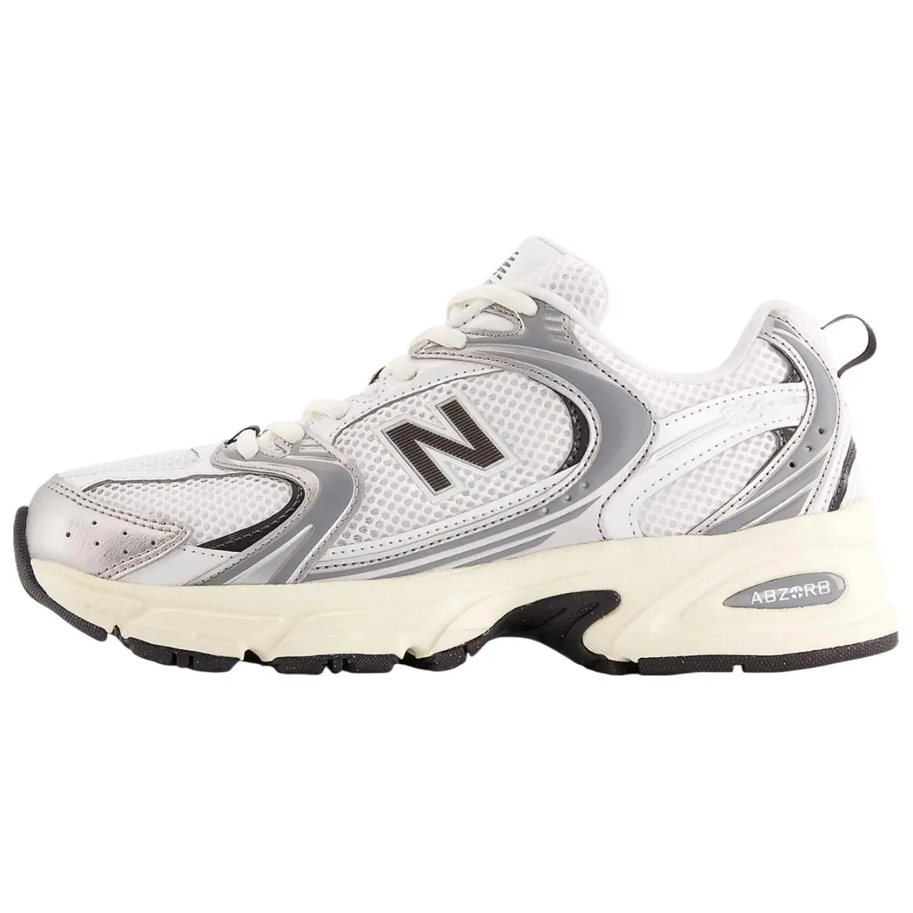 New Balance 530 'Silver Metallic-Black Cement' Casual Breathable Sports Sneakers, Casual Breathable Shoes, Mesh, Everyday, Light Training, Metallic Look, True Size, Snug Fit