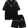 Men's Embroidered Short-Sleeve Tee & Shorts Two-Piece Set, Oversized Baggy Casual Fashion Cozy Breathable T-Shirt & Track Shorts for Daily Outdoor Wear, Men's Clothing for Summer, Shorts Set Outfit, Menswear