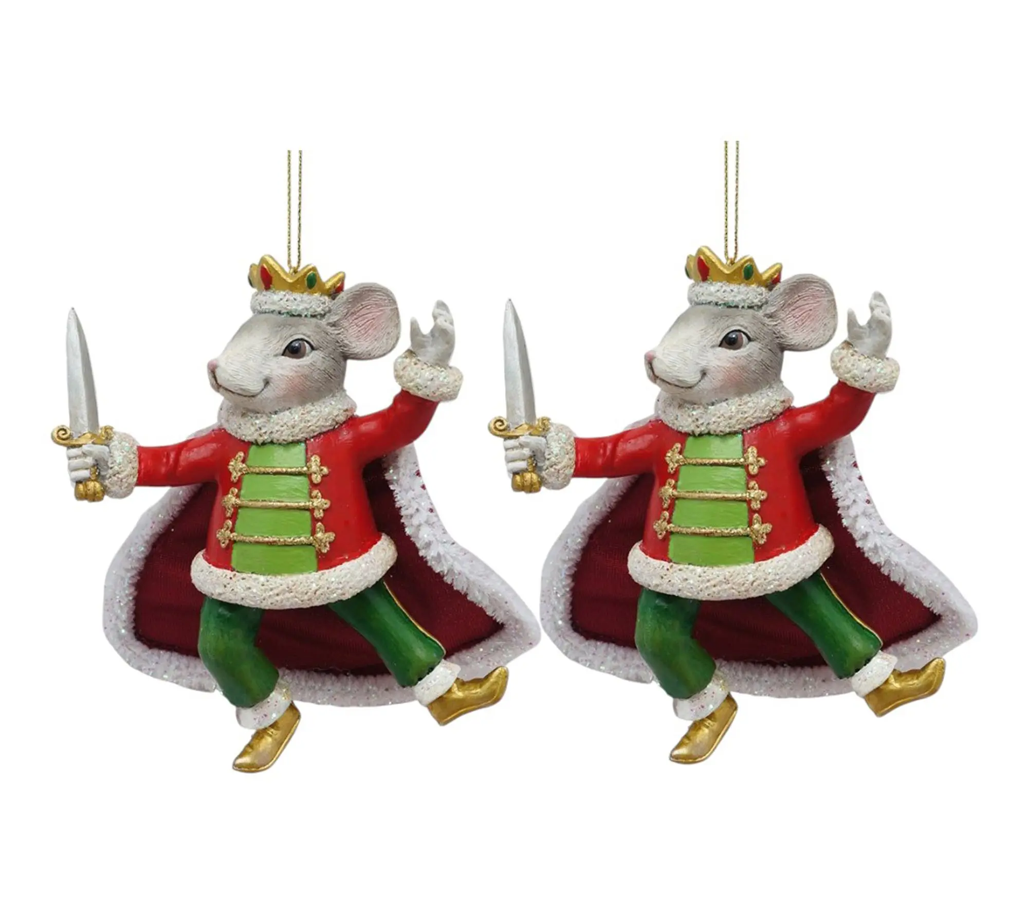 RC Home Decor- Set of 2 Mouse King Nutcracker Prince Ornaments