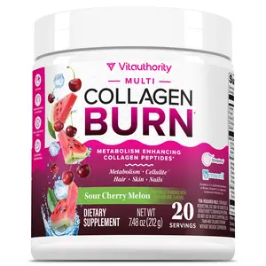 Multi Collagen Burn Dietary Supplement | Caffeine-free Metabolism Enhancing Collagen Peptides Support for Reduction of Visible Cellulite