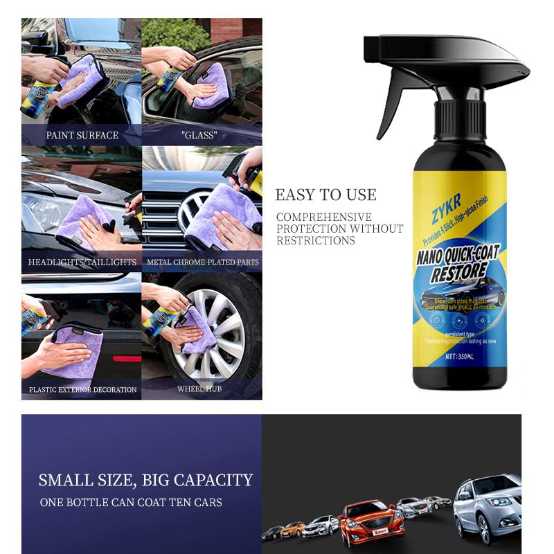 ZYKR Car Nano quick-coat restore-Coating Spray-Advanced Automobile Quick-acting Coating Agent With Dust -Proof and Glazing Effects -Long Lasting Car Showroom gloss that LASTS 350ml
