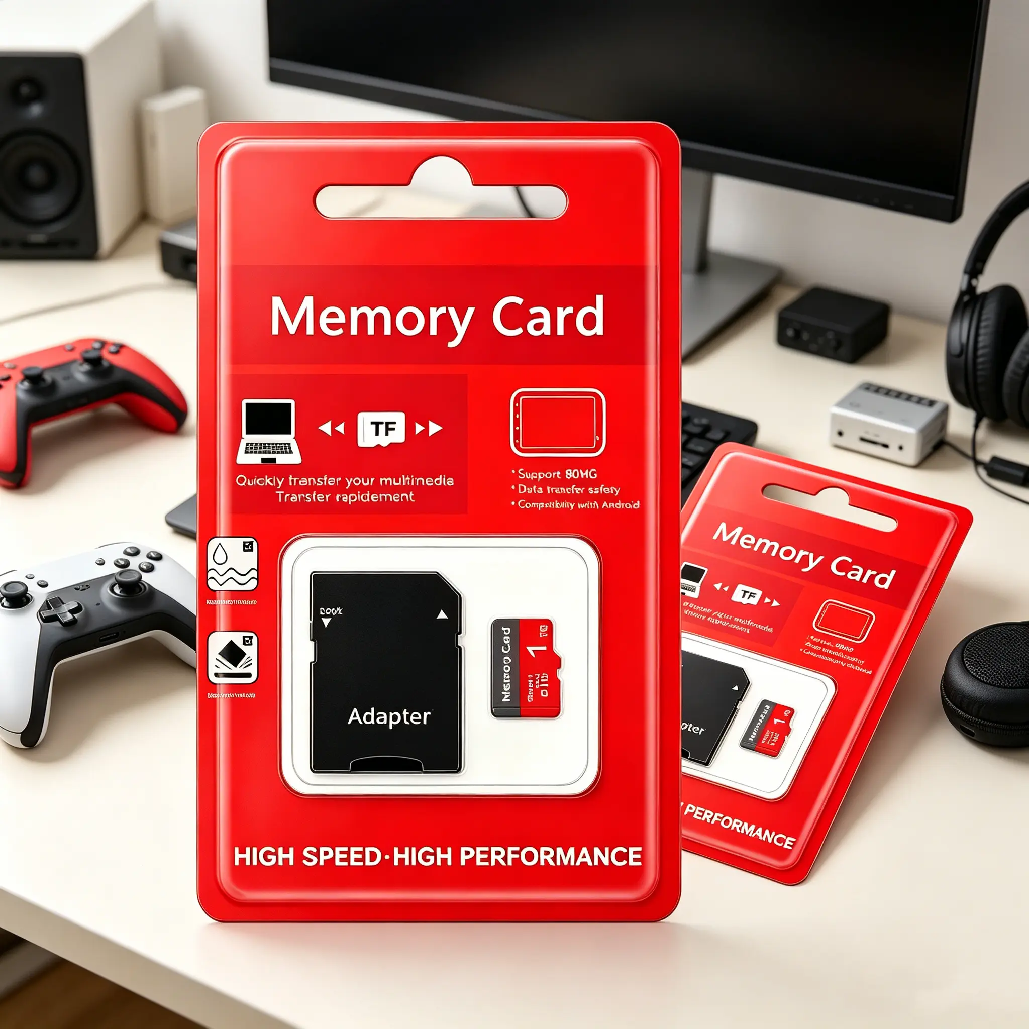 SD Card for Surveillance Cameras, 1TB Durable Micro TF SD Cards for Car Audio, MicroSDXC Card for Mobile Phones, 2 Sets SD Memory Card for Dash Cams, Micro SD Card with Adapter for PC & Secure Storage